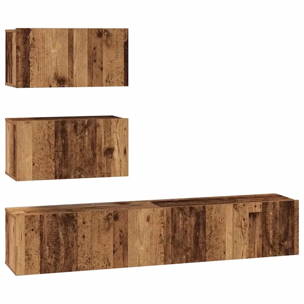 Set mobile TV moderno vidaXL in 4 pezzi color marrone in legno e MDF per soggiorno – 2