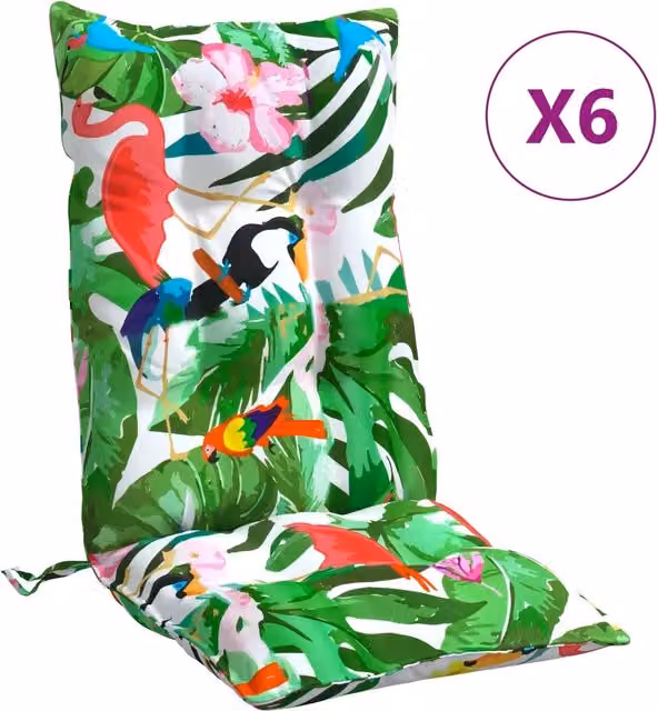 Set di 6 cuscini per sedia con schienale alto DESIGN IN, multicolore, in tessuto Oxford impermeabile e traspirante – 1