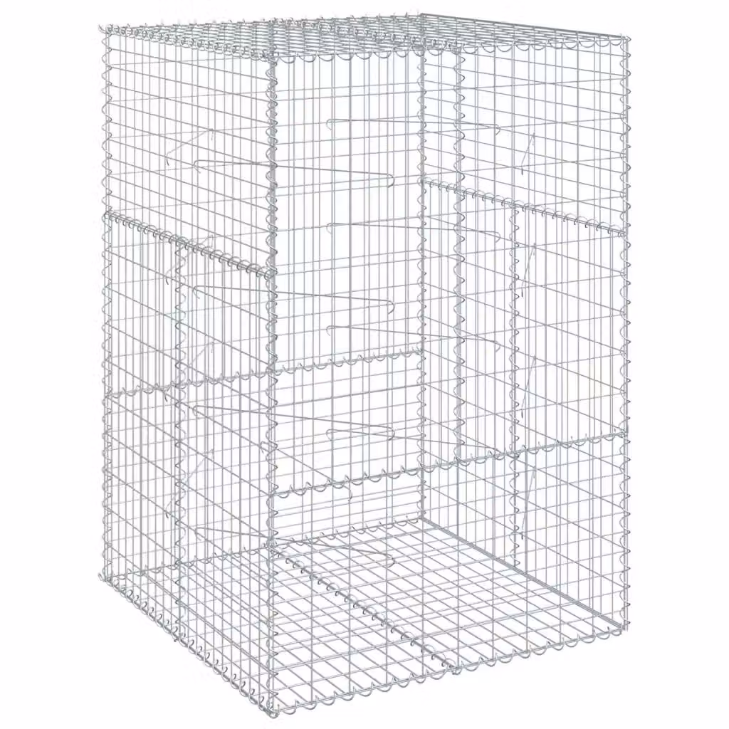 Cesto Gabbione con Copertura vidaXL in Acciaio Zincato Argento L/P/H: 100 x 100 x 150 cm – 2