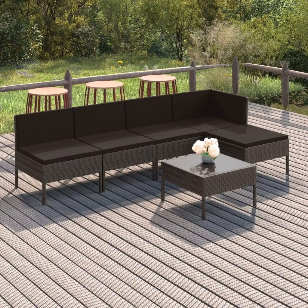 Maison Exclusive - Set da giardino da 6 pezzi con cuscini in rattan sintetico grigio