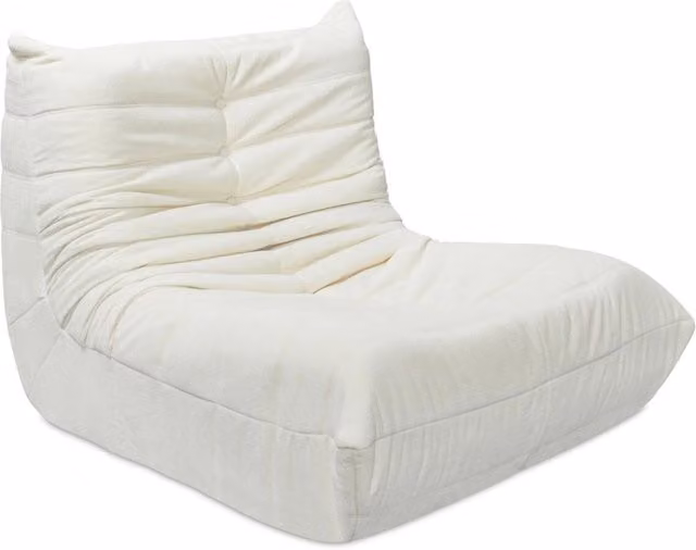 Chaise longue in tessuto ciniglia Velasca - 95 x 100 x 75 cm - Crema