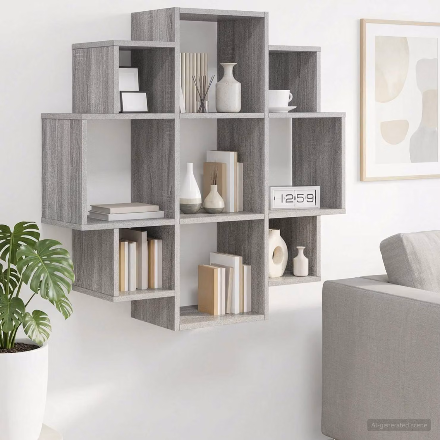 Scaffale da parete vidaXL grigio con design minimalista L 90 cm x P 25 cm x H 90 cm