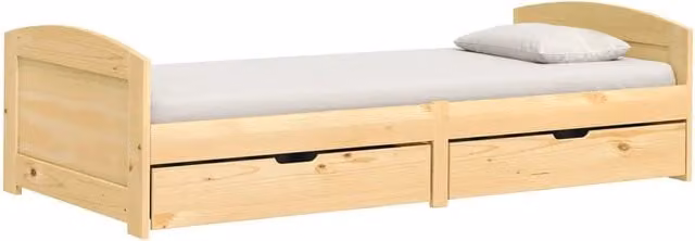 Letto singolo | Letto per adulti | Dormeuse 2 Cassetti 90x200 cm Legno Massello Pino IRUN
