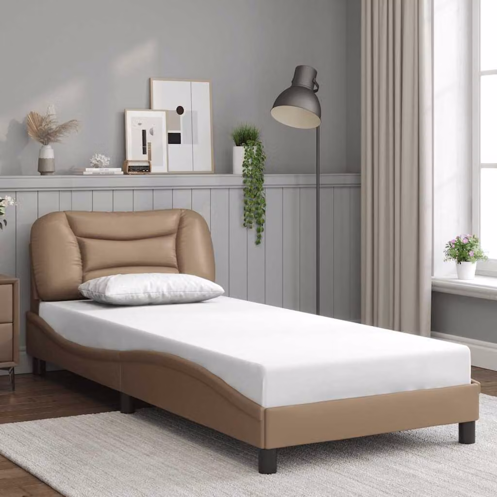 Giroletto senza materasso Hvar vidaXL in similpelle color cappuccino, dimensioni 90x190 cm – 1