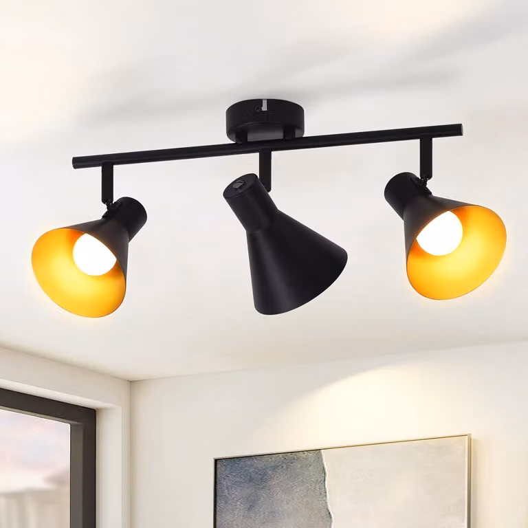 ZMH faretto da soffitto 3 fiamme plafoniera nera corridoio E14 vintage orientabile 330° industriale retrò faretto da soffitto in metallo per cucina camera da letto camerino