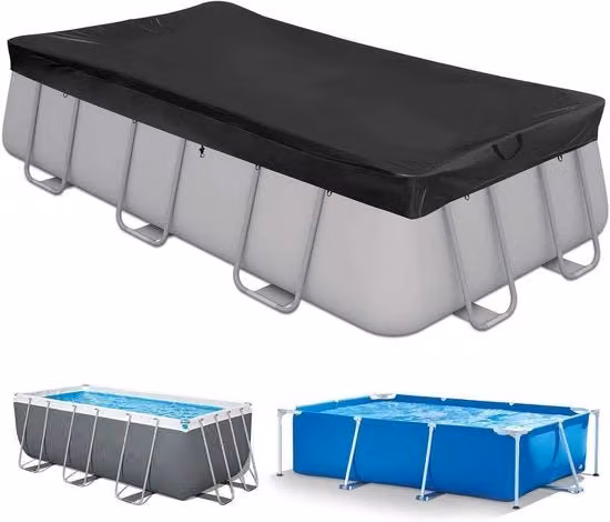 Telaio per piscina rettangolare 305 x 205 cm resistente alle abrasioni per piscine da 300 a 200 cm con corda di trazione nera