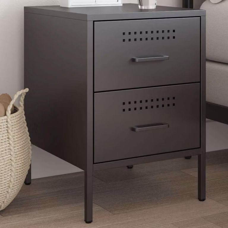 Comodino sospeso vidaXL in metallo nero opaco, L 36 cm x P 39 cm x H 50,5 cm