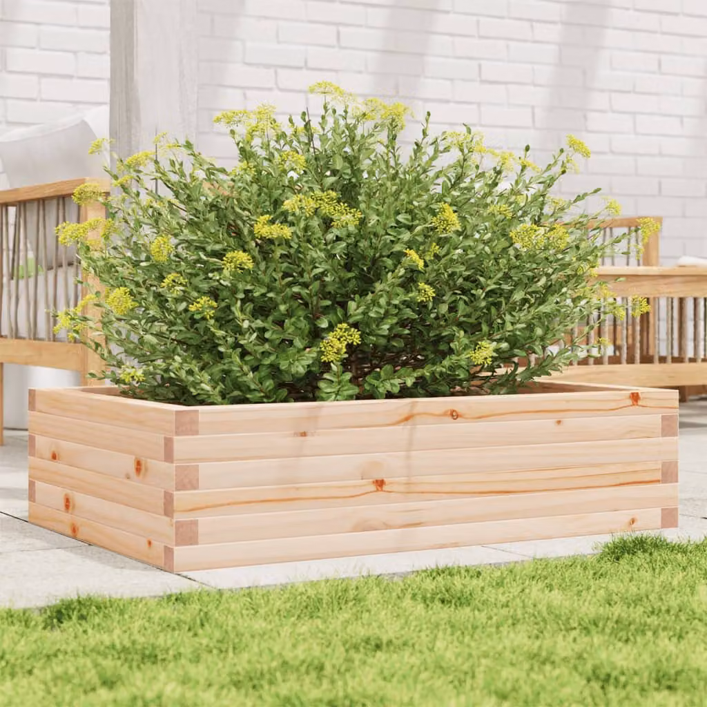 vidaXL Fioriera da Giardino in Legno di Pino Marrone L: 90 cm, P: 60 cm, H: 23 cm