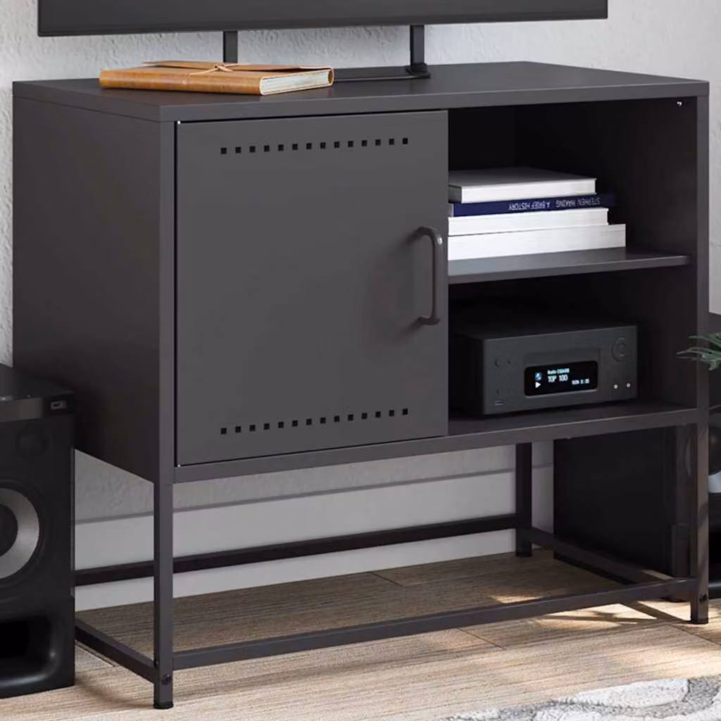 Carrello Mobile per TV vidaXL in Acciaio Nero L: 68 cm, P: 39 cm, H: 60,5 cm