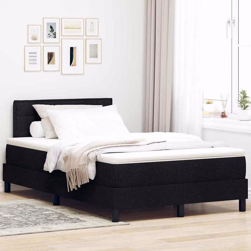 Maison Exclusive - Letto boxspring con testiera, nero, 120 x 190 cm, tessuto