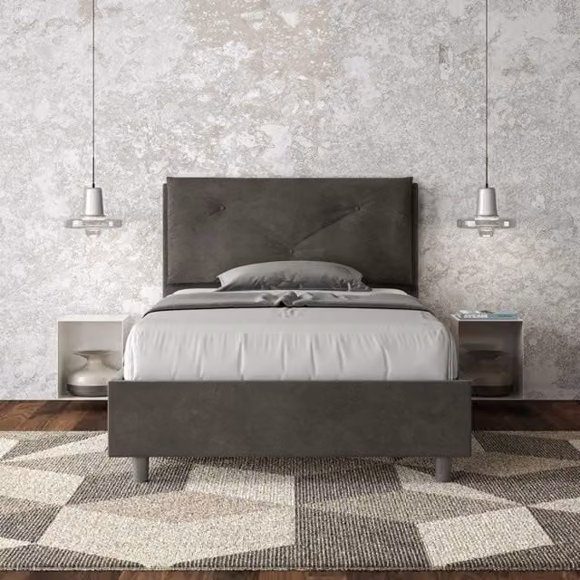 Letto imbottito con contenitore Ityhome in microfibra grigio L/P/H: 110 x 212 x 125 cm