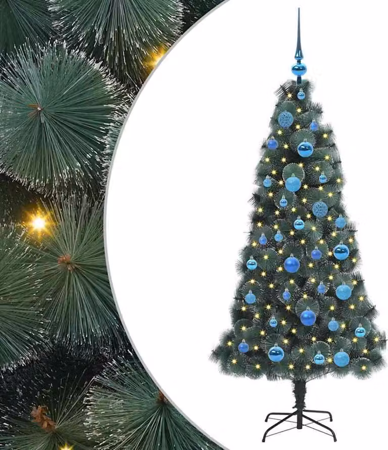 Albero di Natale artificiale preilluminato con set di palline