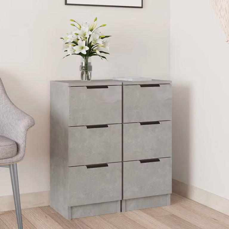 Set di 2 credenze moderne vidaXL in legno e MDF, colore grigio cemento, da appendere a parete, L/P/H: 30 x 30 x 70 cm