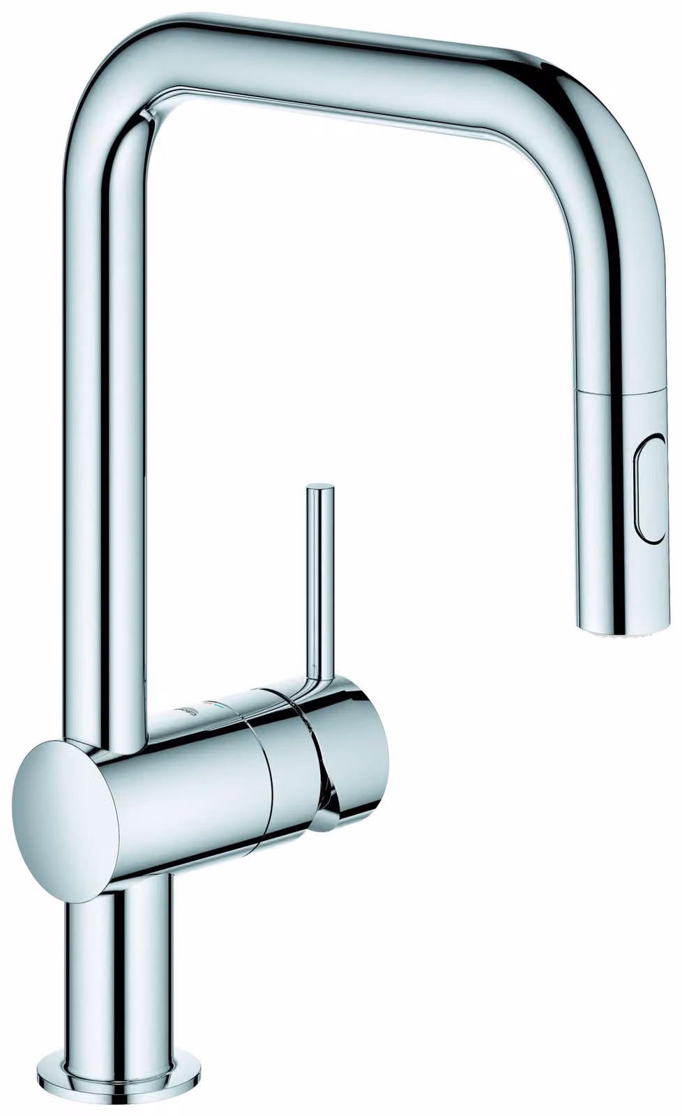 GROHE Minta Mitigeur monocommandé pour évier, portée 225mm, bec en U, extractible, Easy Docking, douchette double, pivotant, 32322002, 32322002