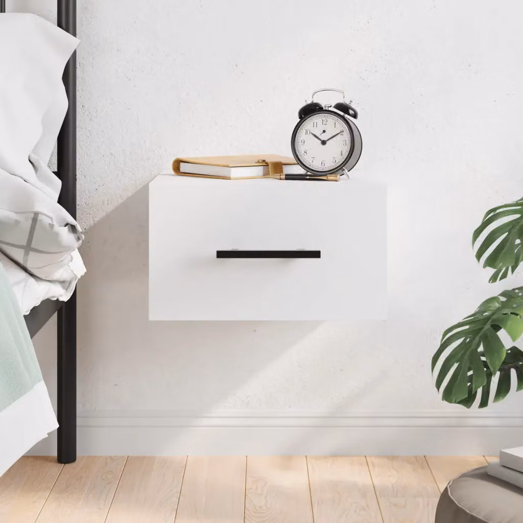 Comodino a muro vidaXL Bianco Moderno L 35 cm, P 35 cm, H 20 cm