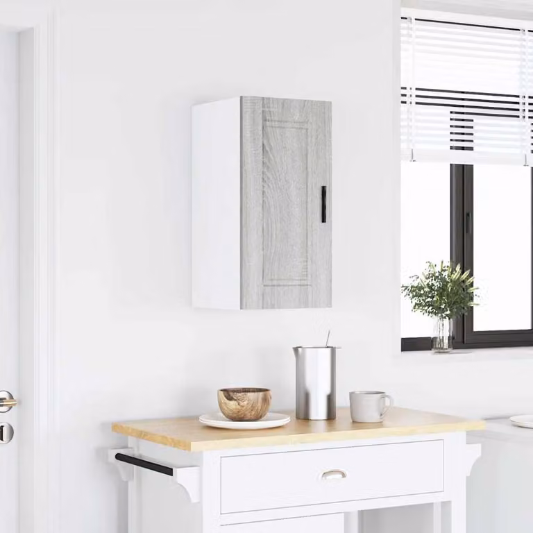 Pensile da cucina moderno vidaXL in legno e MDF grigio con ante a battente L: 60 cm, H: 31 cm, P: 25 cm