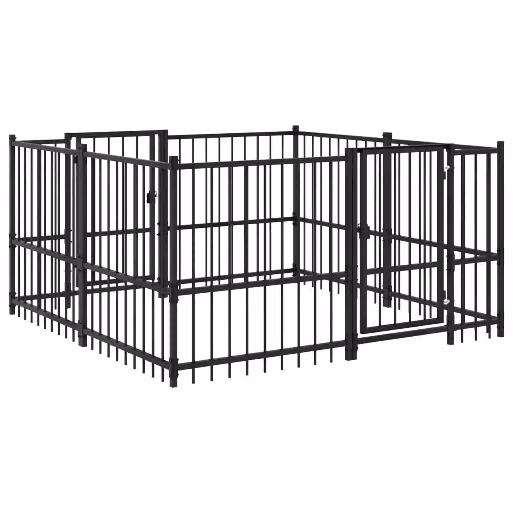Recinto per cani all'aperto vidaXL in metallo nero L/P/H: 192 x 192 x 100 cm – 2