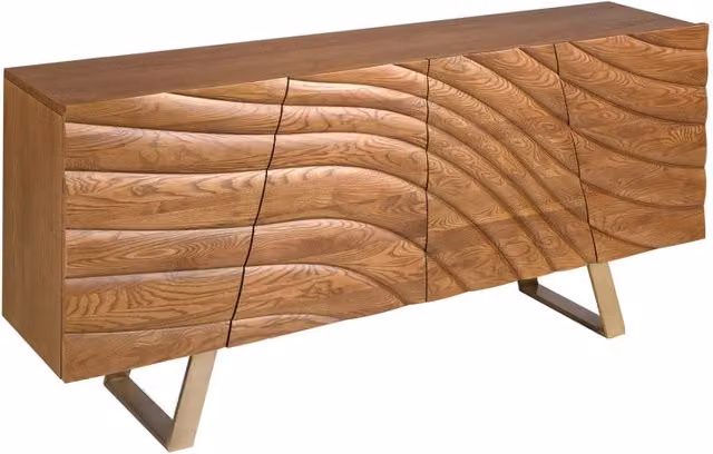 Credenza moderna Angel Cerdá in noce e metallo dorato con cassetti soft close