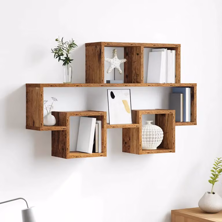 Scaffale da parete vidaXL in legno vecchio marrone L: 82 cm, P: 15 cm, H: 51 cm