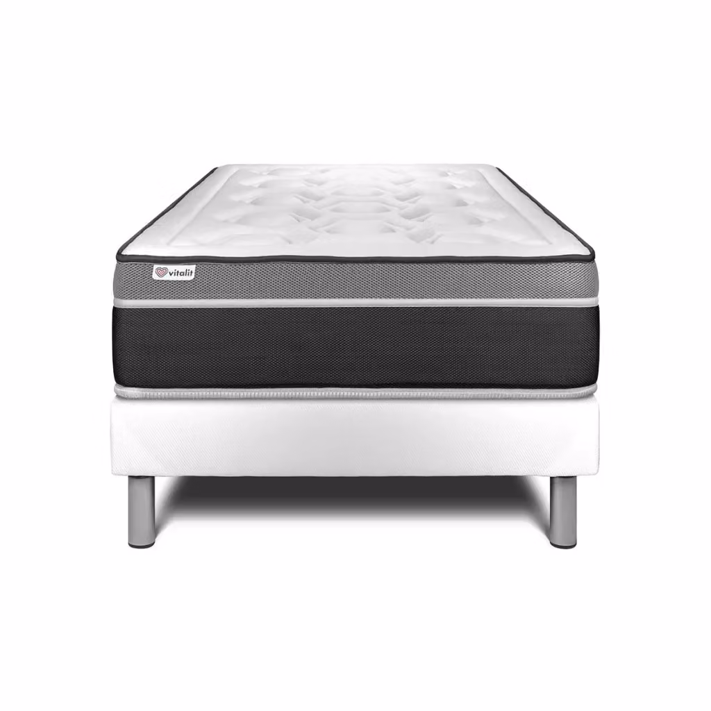 Set materasso e base ibrida Vital Care in tessuto bianco con memory foam e micromolle insacchettate L/P: 90 x 200 cm – 2