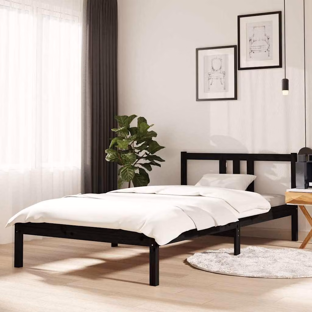 Giroletto vidaXL in legno massello di pino nero con doghe fisse L/P: 100 x 200 cm