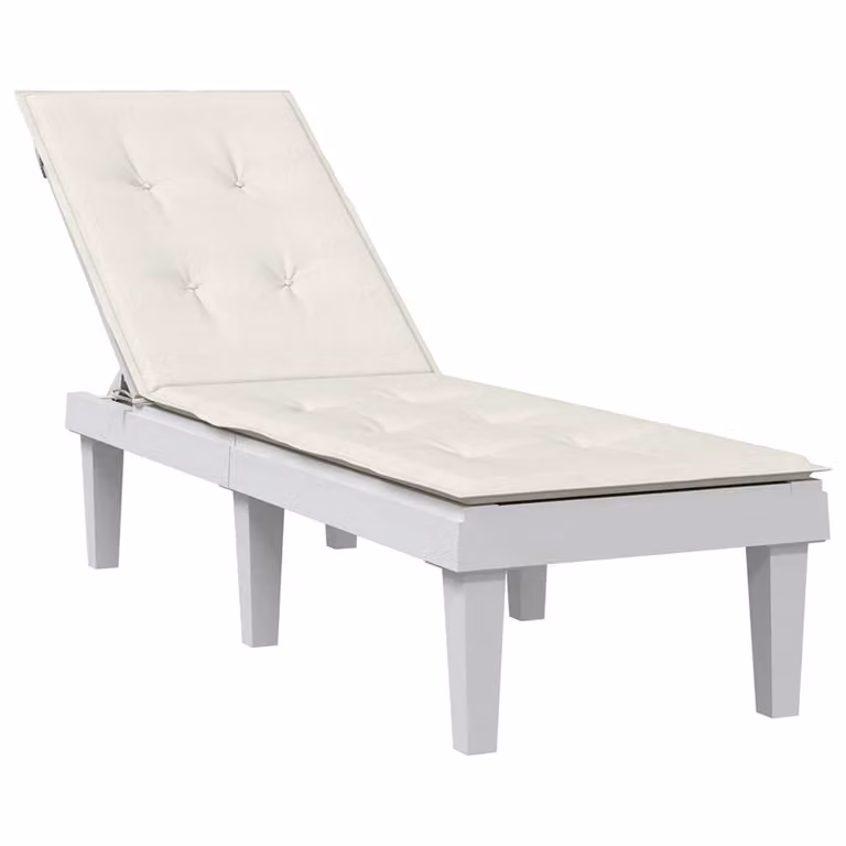 Cuscino per Sdraio vidaXL in Tessuto Beige e Bianco, Resistente ai Raggi UV e Antiscivolo, L/P/H: 180 x 50 x 4 cm