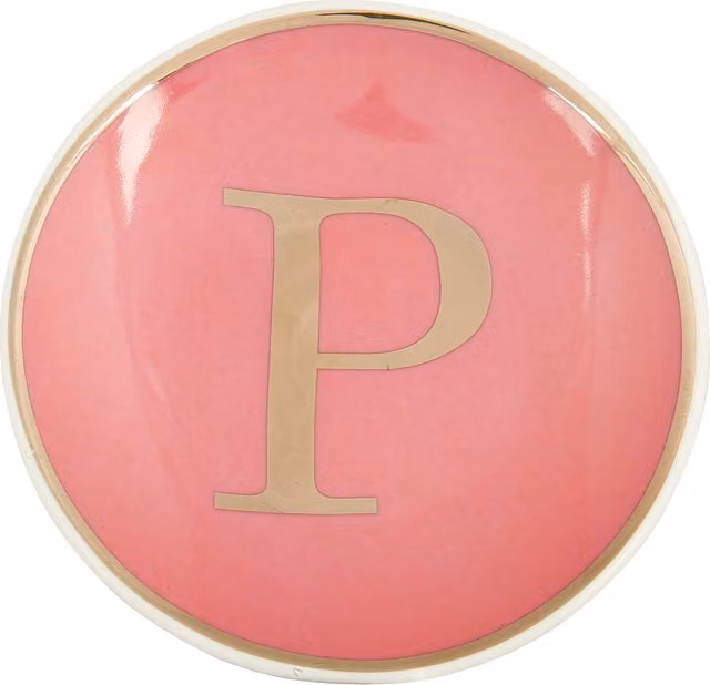 Piattino in porcellana con iniziale lettera P KASANOVA oro e rosa Diametro: 11 cm