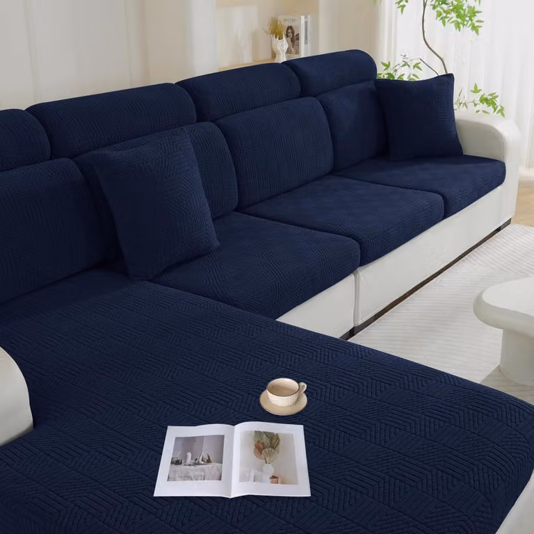 Copertura elastica impermeabile per cuscini da seduta, colore blu scuro, adatta per divani a 1 posto, divani a 3 posti e chaise-longue