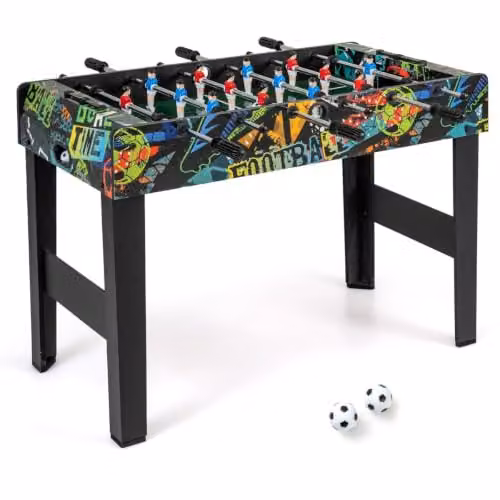 Tavolo da calcio 2 in 1, 94 x 51 x 69 cm, con design realistico e aste metalliche morbide in MDF nero 20_0018124
