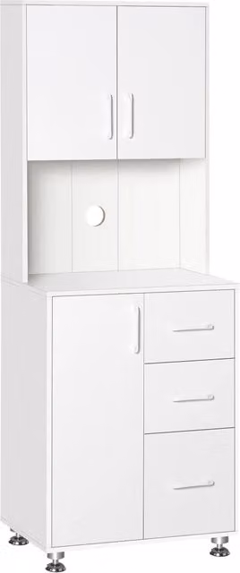 Armadio da cucina con 3 ante, 3 cassetti e piano di lavoro ¨C Minimal ¨C Bianco 60x40x160 cm