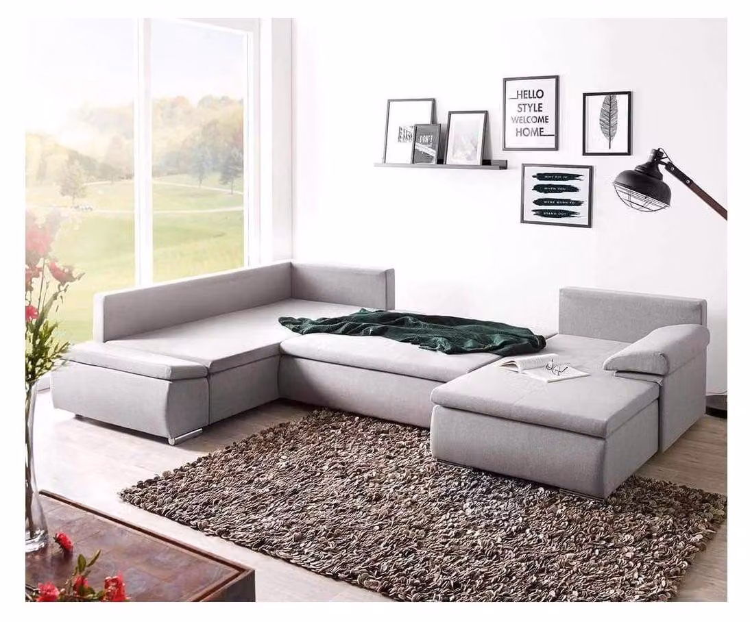 Stoff U-Form Couch Wohnlandschaft Ecksofa Garnitur Design Modern Sofa Modern