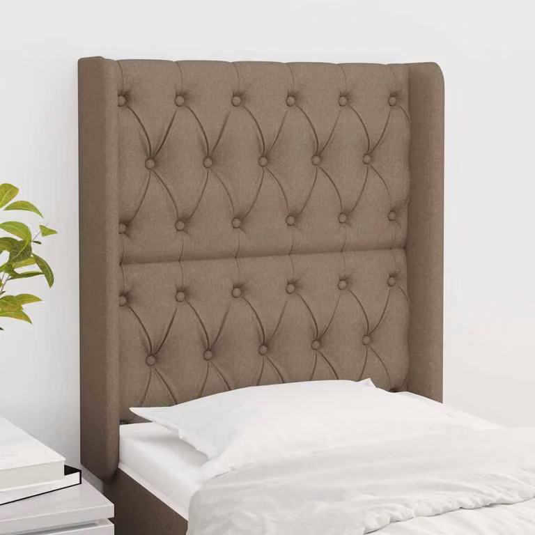 Testiera ad orecchio vidaXL in tessuto beige e grigio L: 83 cm, P: 16 cm, H: 118-128 cm