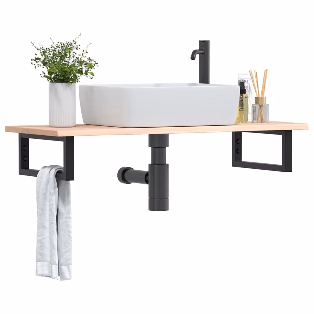 vidaXL Ripiano a Parete per Lavabo in Rovere e Metallo Nero e Marrone