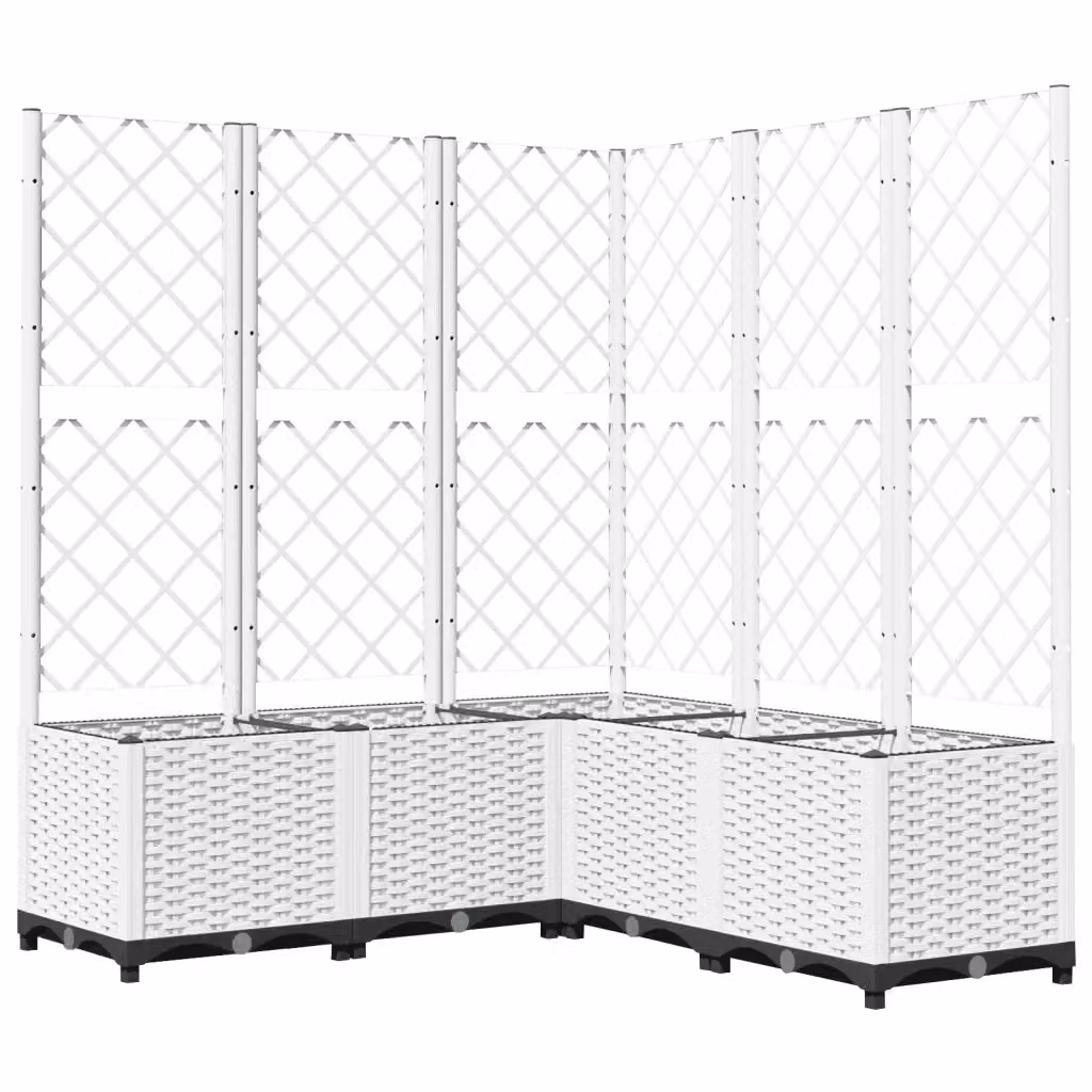 Fioriera da giardino con graticcio Design Mania, vaso da esterno in plastica bianco, L 120 cm x P 40 cm x H 136 cm – 2