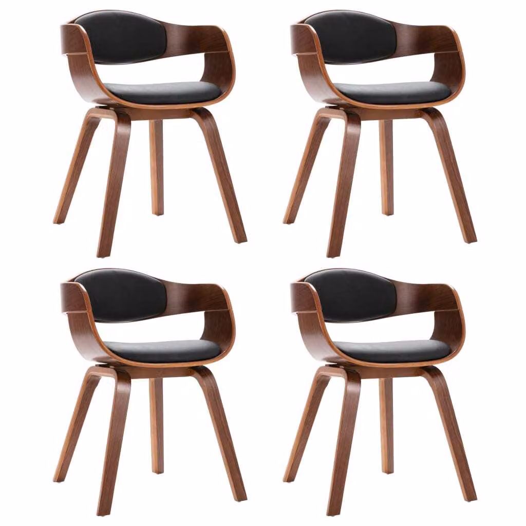 SYFAX™ Sedie da Pranzo 4 pz in Legno Curvato e Pelle finta