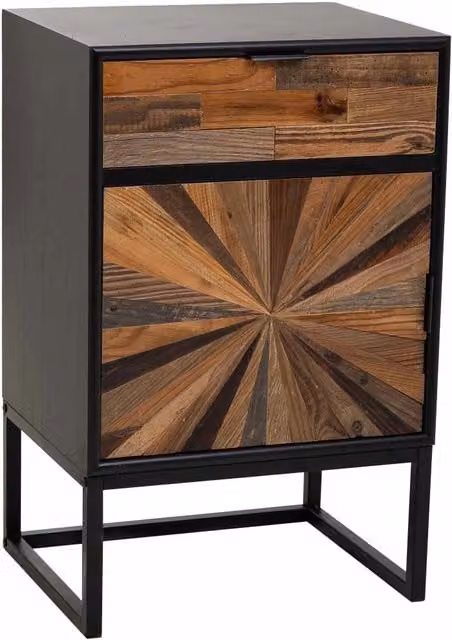 Comodino Wanderlust Deco in legno e metallo marrone con 1 cassetto e 1 vano, L: 44 cm, P: 36 cm, H: 67 cm – 1