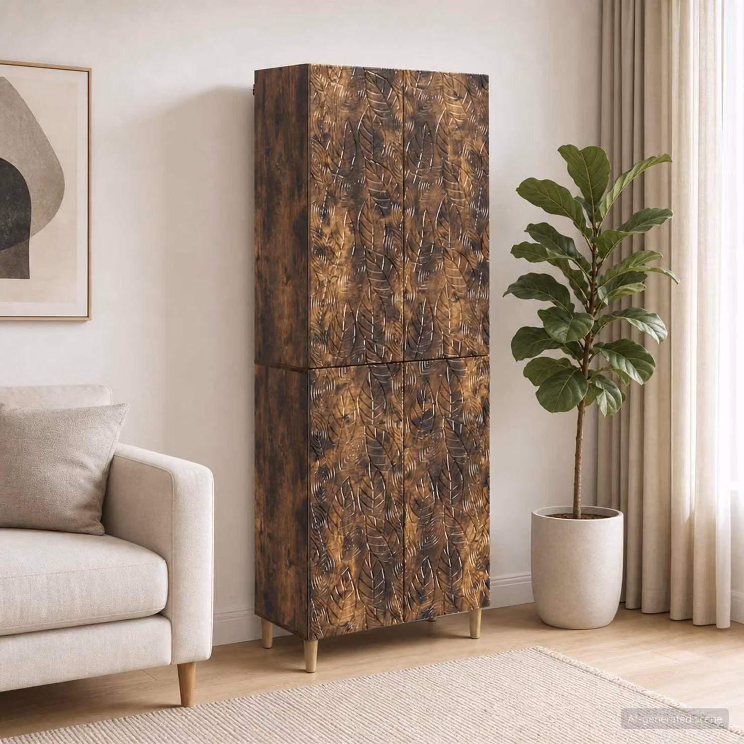 Set di 2 armadi moderni vidaXL in legno ingegnerizzato color rovere fumo con ante a battente e ripiani interni L/P/H: 90 x 34,5 x 66 cm