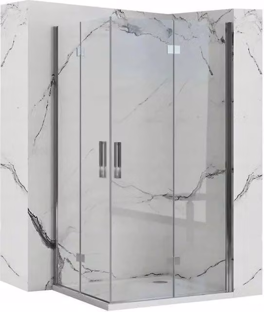 Cabina Doccia Angolare Rea Molier Chrome con Vetro Trasparente e Trattamento Easy Clean L: 100 cm, P: 80 cm