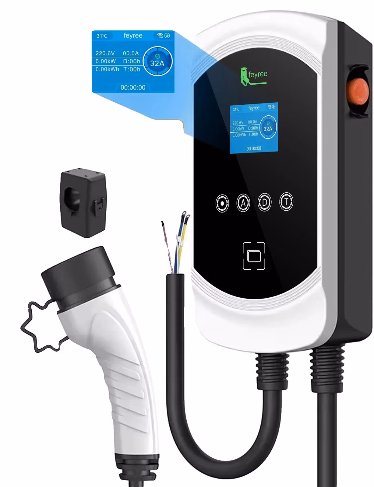 Caricatore per veicoli elettrici, 7,62 kW, controllo tramite app, 7,6 kW, 32A, monofase