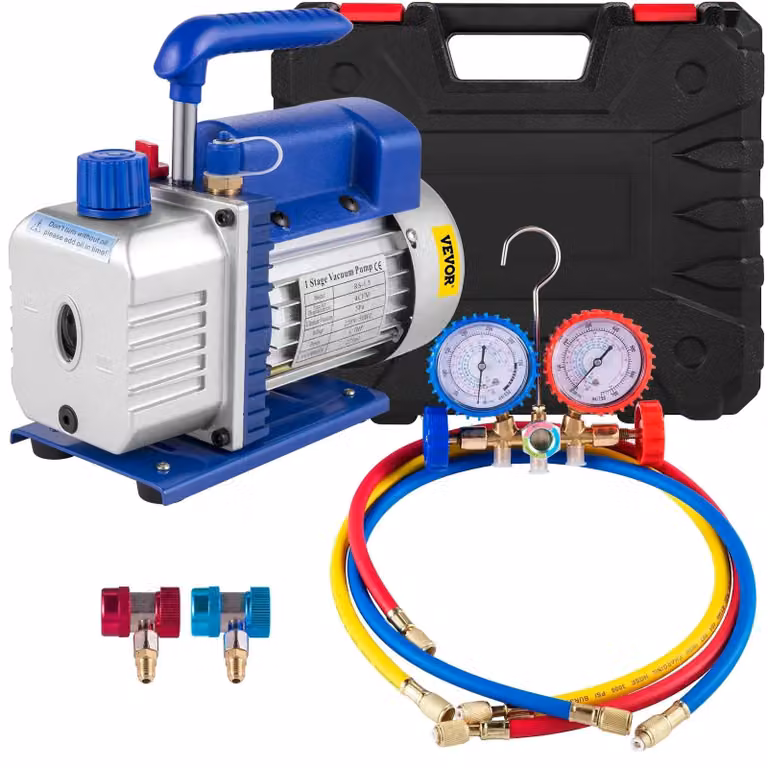 Pompe per vuoto, 1/3 CV, impugnatura ergonomica, 4 CFM, manometro da 1 a 3 HP