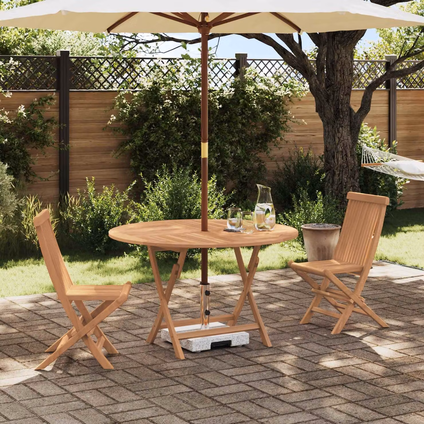 Set Bistro da Giardino vidaXL in Legno di Teak Solido Marrone 3 Pezzi