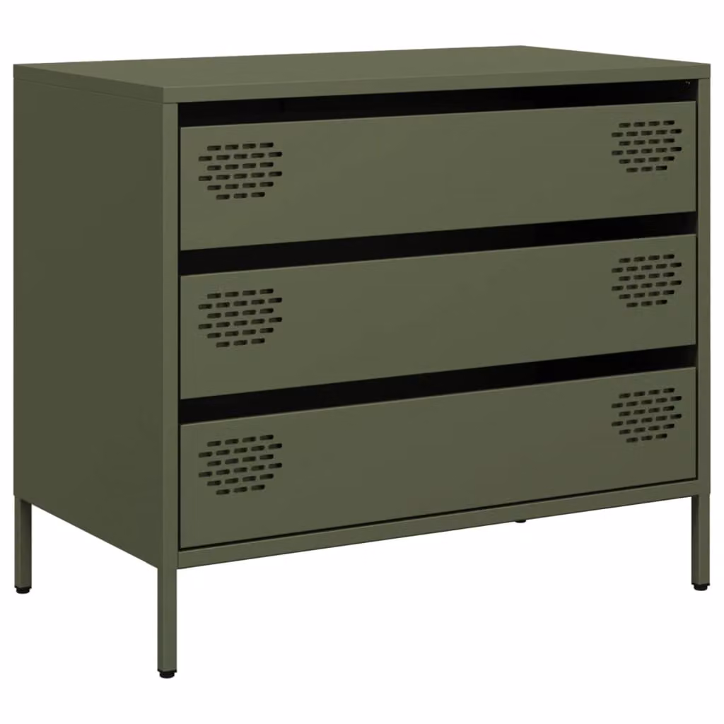 Credenza Verde Oliva 68x39x58,5 cm in Acciaio Laminato a Freddo