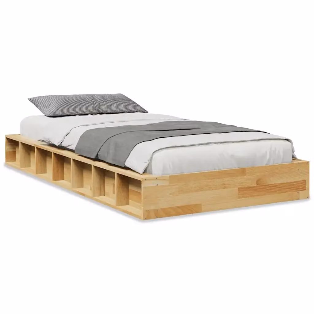 Struttura Letto in Legno Massiccio vidaXL con Doghe Fisse e Compartimenti Laterali, Colore Rovere, L/P/H: 193 x 93 x 21 cm – 2
