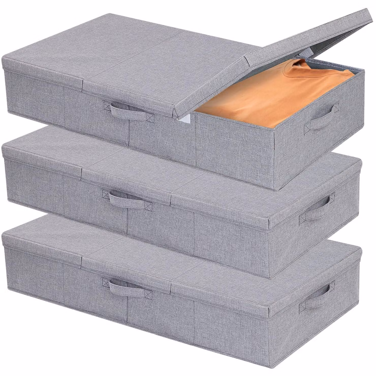 Omgoods - Set di 3 contenitori portaoggetti sottobordo con maniglie, ideali per riporre vestiti