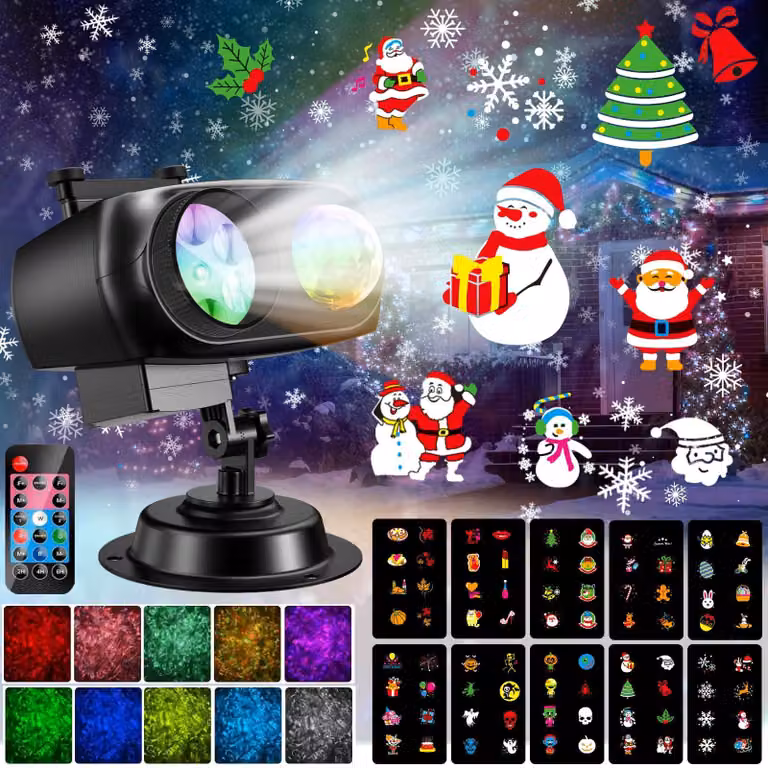 Proiettore a LED, 10 diaframmi, 8 motivi, 10 colori, per interni ed esterni