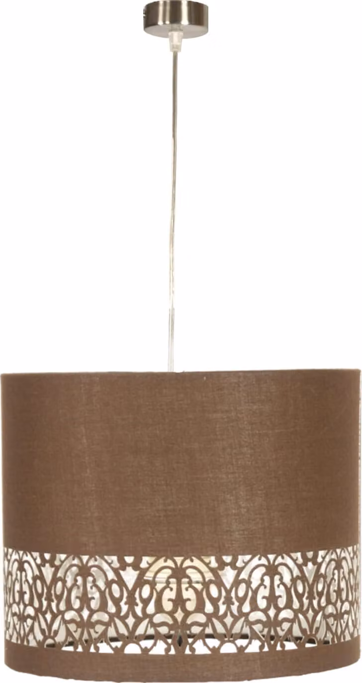 Lampada a sospensione ARABESCA cromata-marrone 1xE27x60W in tessuto, dimensioni: 110x33x33 cm, IP20, Candellux