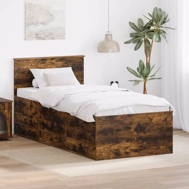Daybed con cassetto Rovere Affumicato e Nero 90 x 200 cm 3408533