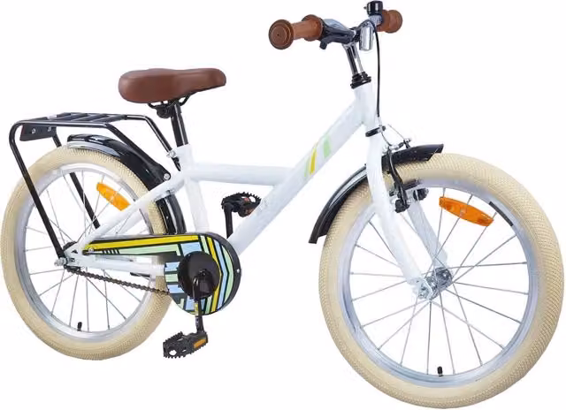 Bicicletta per bambini da 24 pollici bianca con componenti in metallo e gomma