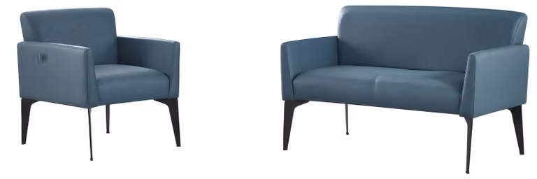 Designer Blaue Couchgarnitur Stilvoller 2-Sitzer Edle 2x Sessel