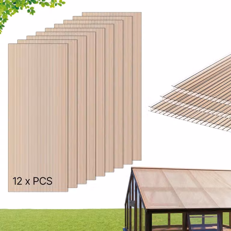 Lastre in policarbonato a doppia parete 12x - Lastre alveolari da 6 mm, 152 x 61 cm - Resistenti ai raggi UV - Resistenti alle intemperie - Tagliabili su misura - Lastre per serre - Per tettoie e coperture